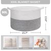 Picture of INDRESSME Large Storage Basket, 21.7'' x 13.8'' Cotton Rope Blanket Basket Living Room, Toy Organizers and Storage with Handles for Kids, Laundry Baskets for Clothes, Towel, 90L Grey