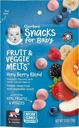 Picture of Gerber Snacks for Baby Fruit & Veggie Melts, Very Berry Blend, 1 Ounce (Pack of 7)