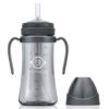 Picture of GROSMIMI Spill Proof no Spill Magic Sippy Cup with Straw with Handle for Baby and Toddlers, Customizable, PPSU, BPA Free 10 oz (Charcoal)