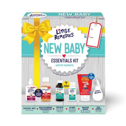 Picture of Little Remedies, New Baby Essentials Kit, 6 Newborn Essentials, Saline Nasal Spray, Gas Relief Drops, Gripe Water, Fever Reliever, & Diaper Ointment