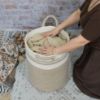 Picture of XUANGUO Cotton Rope Laundry Basket Hamper for Clothes Woven Storage Basket for Living Room Bedroom Boho Tall Rope Baskets for Blanket Toys Pillow Towels Baby Nursery Hamper Bin Large brown and white