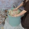 Picture of XUANGUO Cotton Rope Laundry Basket Hamper for Clothes Woven Storage Basket for Living Room Bedroom Boho Tall Rope Baskets for Blanket Toys Pillow Towels Baby Nursery Hamper Bin Large light green