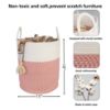 Picture of XUANGUO Cotton Rope Laundry Basket Hamper for Clothes Woven Storage Basket for Living Room Bedroom Boho Tall Rope Baskets for Blanket Toys Pillow Towels Baby Nursery Hamper Bin Large (multicolor)