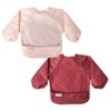 Picture of Tiny Twinkle Mess Proof Baby Bib |2 Pack Waterproof Smock Bib for Eating, Machine Washable Full Sleeve with Pocket (Rose Burgundy, Large 2-4 Years)