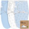 Picture of 3-Pack Organic Baby Swaddle Sleep Sacks - Swaddles for Newborns, Infant 0-3 Months, Baby Girls, Boys, Soft & Snug Newborn Sleep Sack, Nursery Swaddling Blankets (ABC Land Cloud)