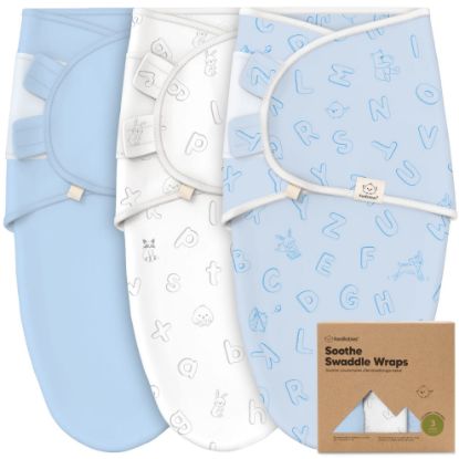 Picture of 3-Pack Organic Baby Swaddle Sleep Sacks - Swaddles for Newborns, Infant 0-3 Months, Baby Girls, Boys, Soft & Snug Newborn Sleep Sack, Nursery Swaddling Blankets (ABC Land Cloud)