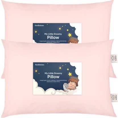 Picture of KeaBabies 2-Pack Toddler Pillow 14x20 - Soft Organic Cotton Kids Travel Bed Pillows for Sleeping, School, Nap, Machine Washable, Toddlers 2 to 5, Pillowcase Sold Separately (Mist Pink)