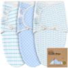 Picture of 3-Pack Organic Baby Swaddle Sleep Sacks - Swaddles for Newborns, Infant 0-3 Months, Baby Girls, Boys, Soft & Snug Newborn Sleep Sack, Nursery Swaddling Blankets, Velcro Closure (Storm)