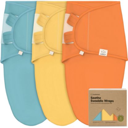 Picture of 3-Pack Organic Baby Swaddle Sleep Sacks - Swaddles for Newborns, Infant 0-3 Months, Baby Girls, Boys, Soft & Snug Newborn Sleep Sack, Nursery Swaddling Blankets, Velcro Closure (Valiant)