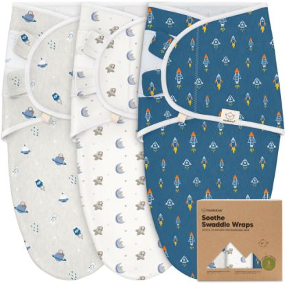 Picture of 3-Pack Organic Baby Swaddle Sleep Sacks - Swaddles for Newborns, Infant 0-3 Months, Baby Girls, Boys, Soft & Snug Newborn Sleep Sack, Nursery Swaddling Blankets (Cosmo)