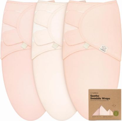 Picture of 3-Pack Organic Baby Swaddle Sleep Sacks - Swaddles for Newborns, Infant 0-3 Months, Baby Girls, Boys, Soft & Snug Newborn Sleep Sack, Nursery Swaddling Blankets (Angelic)