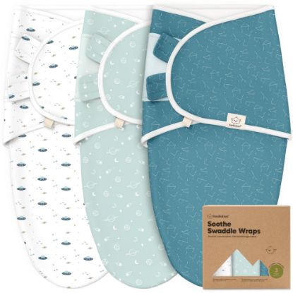 Picture of 3-Pack Organic Baby Swaddle Sleep Sacks - Swaddles for Newborns, Infant 0-3 Months, Baby Girls, Boys, Soft & Snug Newborn Sleep Sack, Nursery Swaddling Blankets (Galaxy)