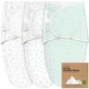 Picture of 3-Pack Organic Baby Swaddle Sleep Sacks - Swaddles for Newborns, Infant 0-3 Months, Baby Girls, Boys, Soft & Snug Newborn Sleep Sack, Nursery Swaddling Blankets, Velcro Closure (Garden)