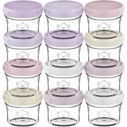 Picture of KeaBabies 12pk 4oz Glass Baby Food Containers with Lids - Leak-Proof, Microwavable Small Glass Jars, Baby Purees & Toddler Snack Storage Containers, BPA-Free, Dishwasher & Freezer Safe (Lilac)