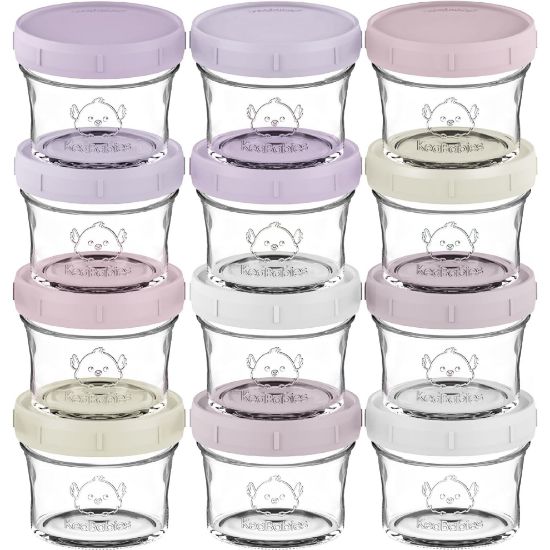 Picture of KeaBabies 12pk 4oz Glass Baby Food Containers with Lids - Leak-Proof, Microwavable Small Glass Jars, Baby Purees & Toddler Snack Storage Containers, BPA-Free, Dishwasher & Freezer Safe (Lilac)