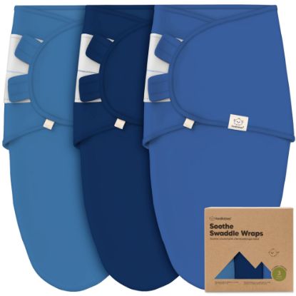 Picture of 3-Pack Organic Baby Swaddle Sleep Sacks - Swaddles for Newborns, Infant 0-3 Months, Baby Girls, Boys, Soft & Snug Newborn Sleep Sack, Nursery Swaddling Blankets, Velcro Closure (Frost)