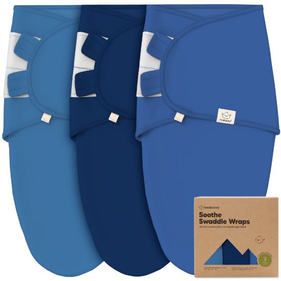 Picture of 3-Pack Organic Baby Swaddle Sleep Sacks - Swaddles for Newborns, Infant 0-3 Months, Baby Girls, Boys, Soft & Snug Newborn Sleep Sack, Nursery Swaddling Blankets, Velcro Closure (Frost)