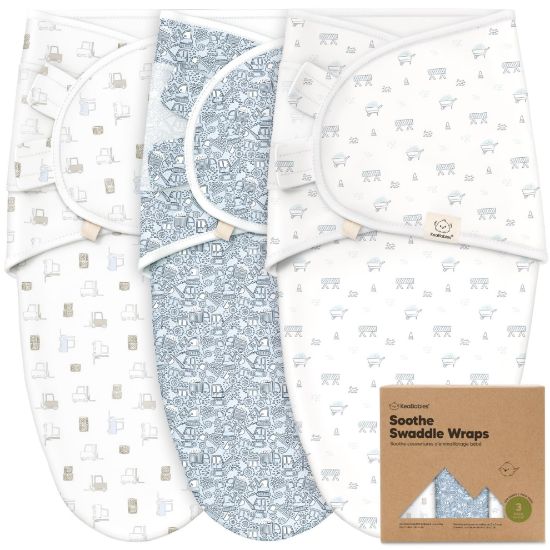 Picture of 3-Pack Organic Baby Swaddle Sleep Sacks - Swaddles for Newborns, Infant 0-3 Months, Baby Girls, Boys, Soft & Snug Newborn Sleep Sack, Nursery Swaddling Blankets (Excavation)