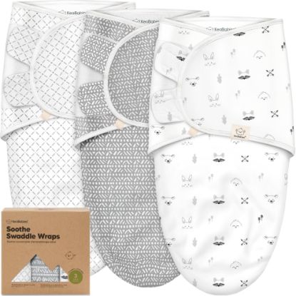 Picture of 3-Pack Organic Baby Swaddle Sleep Sacks - Swaddles for Newborns, Infant 0-3 Months, Baby Girls, Boys, Soft & Snug Newborn Sleep Sack, Nursery Swaddling Blankets (Nordic)
