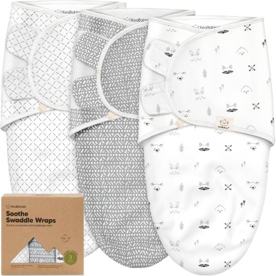 Picture of 3-Pack Organic Baby Swaddle Sleep Sacks - Swaddles for Newborns, Infant 0-3 Months, Baby Girls, Boys, Soft & Snug Newborn Sleep Sack, Nursery Swaddling Blankets (Nordic)