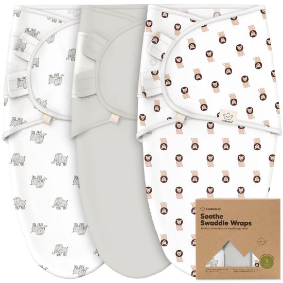 Picture of 3-Pack Organic Baby Swaddle Sleep Sacks - Swaddles for Newborns, Infant 0-3 Months, Baby Girls, Boys, Soft & Snug Newborn Sleep Sack, Nursery Swaddling Blankets (The Wild 2)