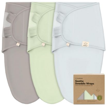 Picture of KeaBabies 3-Pack Organic Baby Swaddle Sleep Sacks - Swaddles for Newborns, Infant 0-3 Months, Baby Girls, Boys, Soft & Snug Newborn Sleep Sack, Nursery Swaddling Blankets, Velcro Closure (Ripple)
