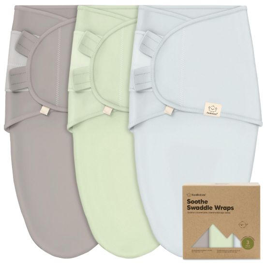 Picture of KeaBabies 3-Pack Organic Baby Swaddle Sleep Sacks - Swaddles for Newborns, Infant 0-3 Months, Baby Girls, Boys, Soft & Snug Newborn Sleep Sack, Nursery Swaddling Blankets, Velcro Closure (Ripple)