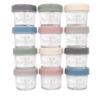 Picture of WeeSprout Glass Baby Food Storage Jars w/Lids (4 oz, 12 Pack Set) Snack, Puree, Reusable Small Containers, Breast Milk, Fridge or Freezer, Microwave & Dishwasher Safe, Essential Must Have for Infants