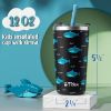 Picture of Tiblue Kids Cup - Spill Proof Stainless Steel Insulated Tumbler for Toddler Girls Boys - BPA FREE Smoothie Drinking Cup with Leak Proof Lid & Silicone Straw with Stopper (2 Pack, 12oz Dinosaur+Shark)