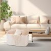Picture of OIAHOMY Large Blanket Basket.Storage Basket with Handle, Blanket Basket for Living Room, Rectangle Woven Cotton Rope Basket, Toy Baskets Organizer Bins, 22" x 17" x 12" in, Cream White