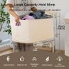 Picture of OIAHOMY Large Blanket Basket.Storage Basket with Handle, Blanket Basket for Living Room, Rectangle Woven Cotton Rope Basket, Toy Baskets Organizer Bins, 22" x 17" x 12" in, Cream White