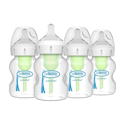 Picture of Dr. Brown's Natural Flow Anti-Colic Options+ Wide-Neck Baby Bottles 5 oz/150 mL,with Level 1 Slow Flow Nipple,4 Pack,0m+