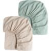 Picture of Konssy Muslin Crib Sheets for Girl Boy, 2 PCS Soft and Breathable Cotton Baby Sheets for Standard Crib Mattress, 52"x 28" (Green, Cream)