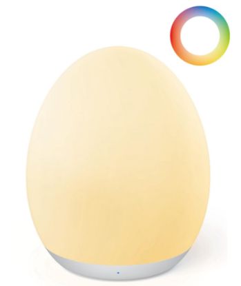 Picture of JolyWell Night Light for Kids, Egg Light for Nursery with 7 RGB Colors Changeable & Stepless Dimming, Rechargeable Tap Light with 1h Timer & Touch Control, Portable Night Light for Babies BPA Free