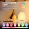 Picture of JolyWell Night Light for Kids, Egg Light for Nursery with 7 RGB Colors Changeable & Stepless Dimming, Rechargeable Tap Light with 1h Timer & Touch Control, Portable Night Light for Babies BPA Free