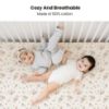 Picture of Konssy Muslin Crib Sheets for Girl Boy, 2 PCS Soft and Breathable Cotton Baby Sheets for Standard Crib Mattress, 52"x 28" (Blossom, Cream)