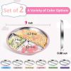 Picture of Bakpoco Stainless Steel Baby Plate with Suction, 9” Divided Toddler Plates with Removable Silicone Sleeves for Kids, Non-Toxic Non-Slip Unbreakable Dishwasher Safe Dinnerware Set of 2, Pink & Beige