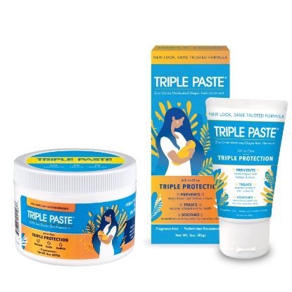 Picture of Triple Paste Diaper Rash Cream for Baby - 8 Oz Tub & 3 Oz Tube At Home & On the Go Bundle - Zinc Oxide Ointment Treats, Soothes and Prevents Diaper Rash