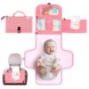 Picture of Kopi Baby Portable Diaper Changing Pad - Baby Diaper Changer Travel Bag with Wipes Pocket, Smart Design Portable Changing Mat, Infant Travel Station Kit, Gift for Newborn Girl & Boy - Pink, Premium