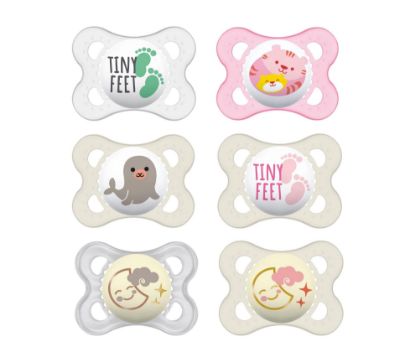 Picture of MAM Original Night Pacifiers 0-6 Months, Best for Breastfed Babies, Glow in The Dark, Unisex Girl, Value Pack, 6 Count