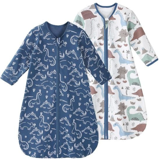 Picture of Yoofoss Baby Sleep Sack 0-6 Months Long Sleeve Wearable Blanket Baby 100% Cotton 2-Way Zipper 0.5 Tog Infants Sleeping Sack, Lightweight(Small)