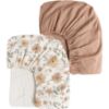 Picture of Konssy Muslin Crib Sheets 2 PCS 100% Cotton Baby Crib Sheets for Standard Crib Mattress (28" x 52"), Soft and Breathable for Boys, Girls (Toffee, Flourish)