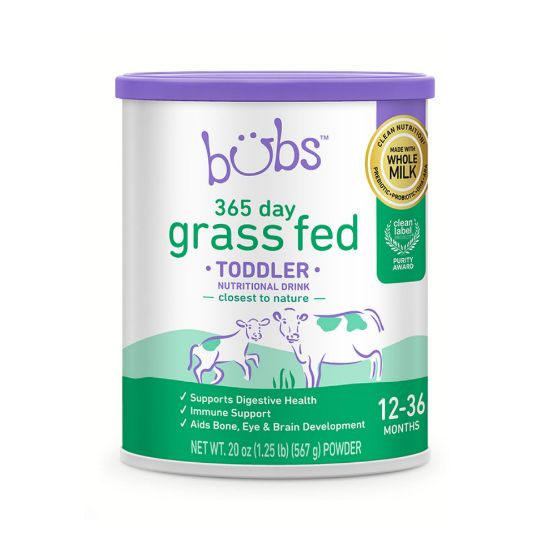 Picture of Bubs 365 Grass Fed Toddler Nutritional Drink, Non-GMO Whole Milk-Based Formula, for Kids 12-36 Months, 20 oz