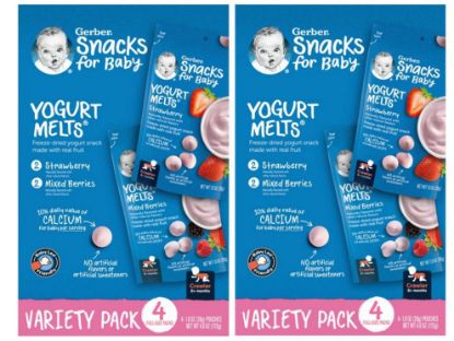 Picture of Gerber Yogurt Melts Freeze-Dried Yogurt Snacks, Strawberry/Mixed Berries, 1 oz. Pouch (Pack of 8)
