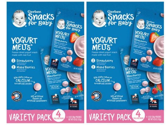 Picture of Gerber Yogurt Melts Freeze-Dried Yogurt Snacks, Strawberry/Mixed Berries, 1 oz. Pouch (Pack of 8)