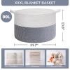 Picture of INDRESSME XXXLarge Cotton Rope Basket 21.7" x 21.7" x 13.8" Woven Baby Laundry Baskets Blanket Basket Toy Baskets with Handle Storage Comforter Cushions Navy Laundry Hamper