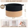 Picture of INDRESSME XXXLarge Cotton Rope Basket Woven Baby Laundry Basket Blanket Baskets Toy Baskets with Handle Comforter Cushions Storage Bin Thread Laundry Hamper - 21.7" x 21.7" x 13.8"