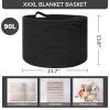 Picture of INDRESSME XXXLarge Blanket Basket 21.7" x 21.7" x 13.8" Woven Storage Baskets Soft Cotton Rope Toy Baskets Storage Kids Decorative Laundry for Home, Perfect for Living Room, Black