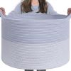 Picture of INDRESSME Large Rope Baskets - Organizing Storage, 21.7 x 13.8 Inch, Living Room, Kids, Decorative Nursery, Laundry, Towel, Gift Basket, Blue
