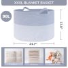 Picture of INDRESSME Large Rope Baskets - Organizing Storage, 21.7 x 13.8 Inch, Living Room, Kids, Decorative Nursery, Laundry, Towel, Gift Basket, Blue